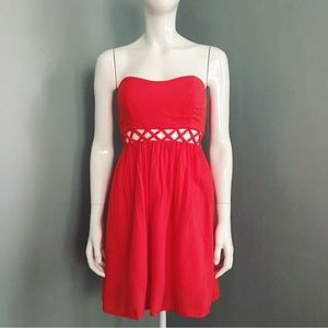 Strapless Cutout Tunic Top in Red | Size S